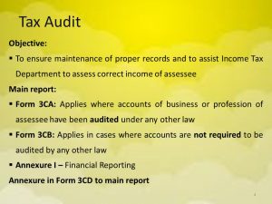 Amendments to Provisions of Tax Audit