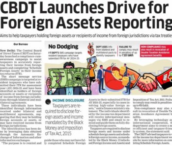 Reporting of Foreign Assets by Indian Taxpayers under Section 139(1) of the Income Tax Act